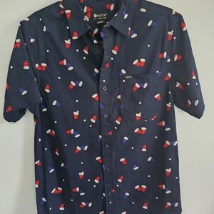 Matix Blue Casual Button Down Shirt with‎ Playful Pattern
